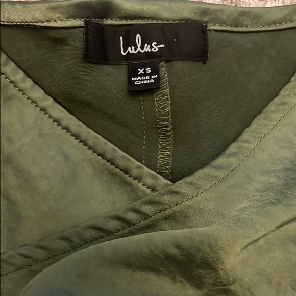 Lulu's Green Asymmetrical Ruched Camisole - Picture 3 of 5